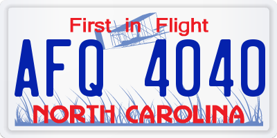 NC license plate AFQ4040