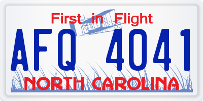 NC license plate AFQ4041