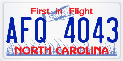 NC license plate AFQ4043