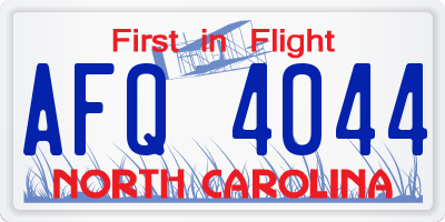 NC license plate AFQ4044