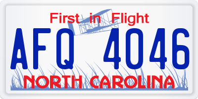 NC license plate AFQ4046