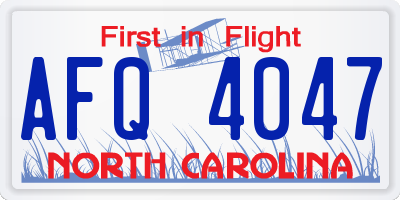 NC license plate AFQ4047