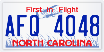 NC license plate AFQ4048