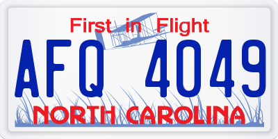 NC license plate AFQ4049