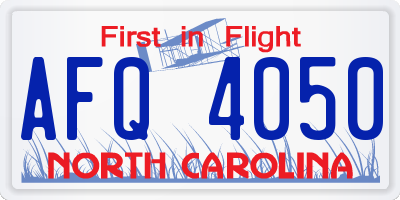 NC license plate AFQ4050