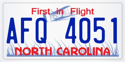 NC license plate AFQ4051
