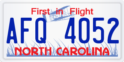 NC license plate AFQ4052