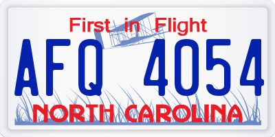 NC license plate AFQ4054