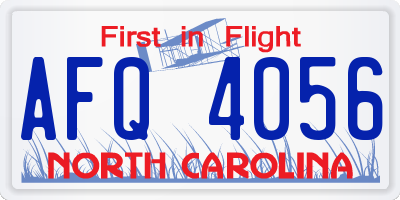 NC license plate AFQ4056