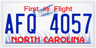 NC license plate AFQ4057