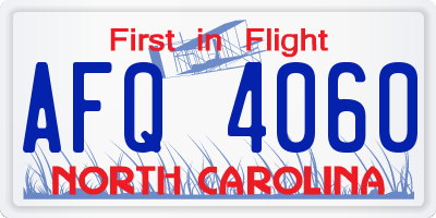 NC license plate AFQ4060