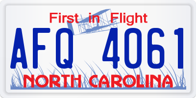 NC license plate AFQ4061