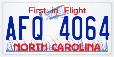 NC license plate AFQ4064