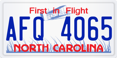 NC license plate AFQ4065