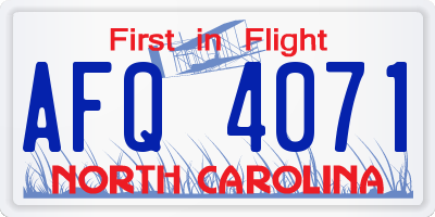 NC license plate AFQ4071