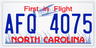 NC license plate AFQ4075