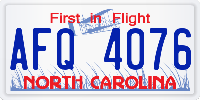 NC license plate AFQ4076