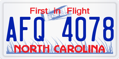 NC license plate AFQ4078