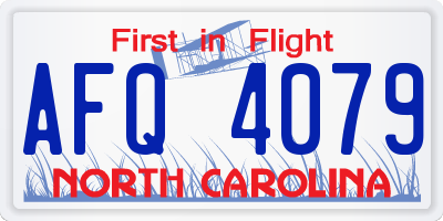NC license plate AFQ4079