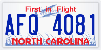 NC license plate AFQ4081