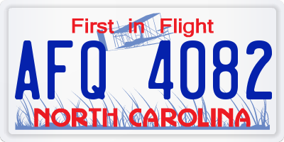 NC license plate AFQ4082
