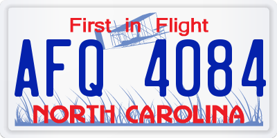 NC license plate AFQ4084