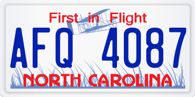 NC license plate AFQ4087
