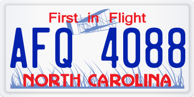 NC license plate AFQ4088