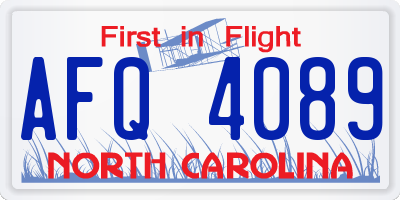 NC license plate AFQ4089