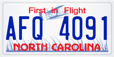 NC license plate AFQ4091