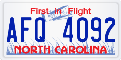 NC license plate AFQ4092