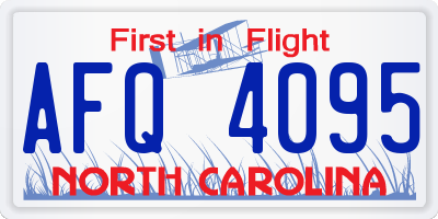 NC license plate AFQ4095