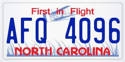 NC license plate AFQ4096