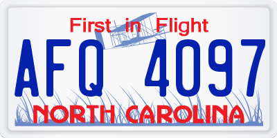 NC license plate AFQ4097