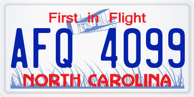 NC license plate AFQ4099