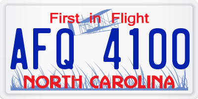 NC license plate AFQ4100