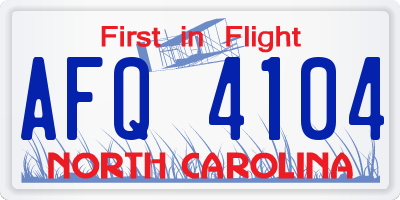 NC license plate AFQ4104