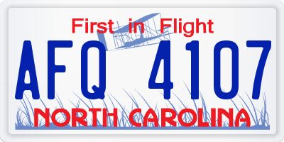 NC license plate AFQ4107