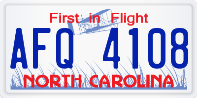 NC license plate AFQ4108