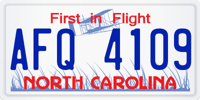 NC license plate AFQ4109