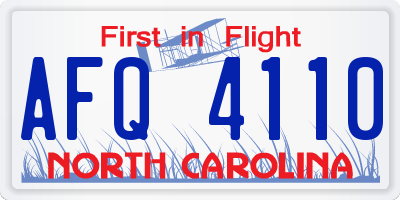 NC license plate AFQ4110