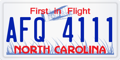 NC license plate AFQ4111