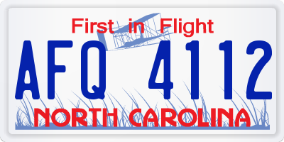 NC license plate AFQ4112