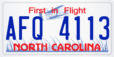 NC license plate AFQ4113