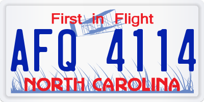 NC license plate AFQ4114