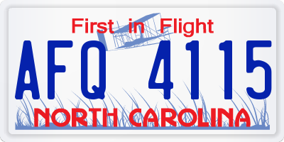 NC license plate AFQ4115