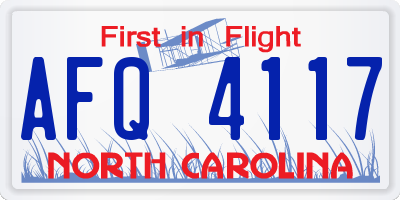 NC license plate AFQ4117