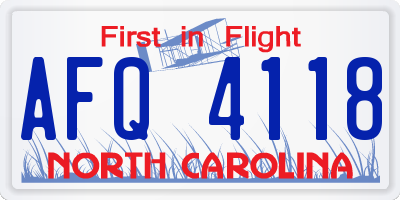 NC license plate AFQ4118