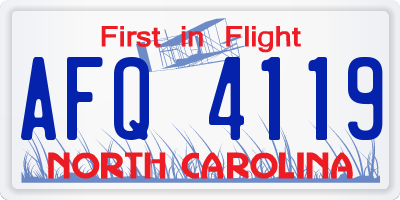 NC license plate AFQ4119