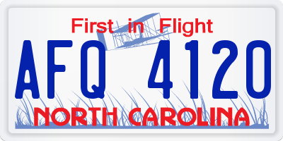 NC license plate AFQ4120